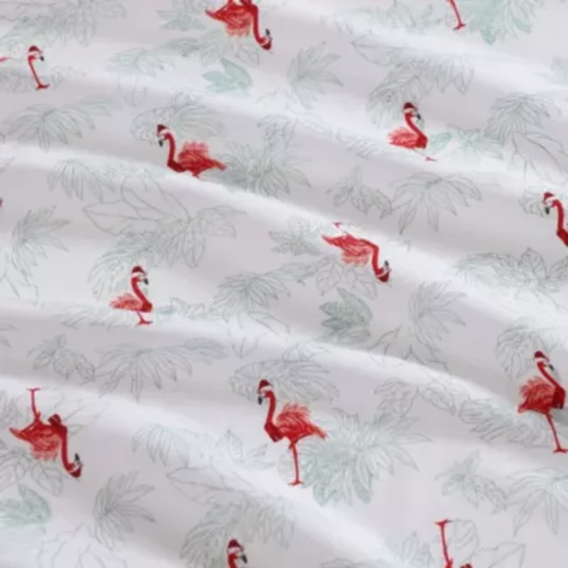 Flamingo Santa Cotton Sheet Set