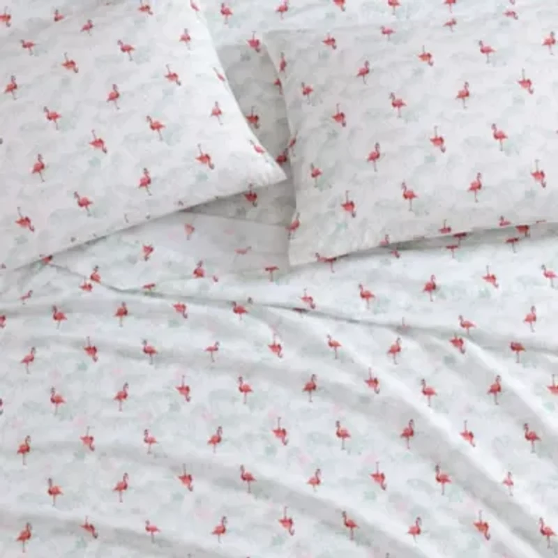 Flamingo Santa Cotton Sheet Set