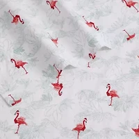 Flamingo Santa Cotton Sheet Set