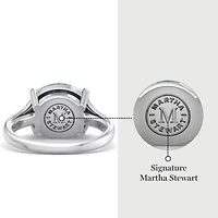 Lab Created 4 1/2 Carat Oval Shape Gemstone and Grown Diamond Ring Sterling Silver