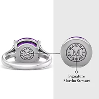 Lab Created 4 1/2 Carat Oval Shape Gemstone and Grown Diamond Ring Sterling Silver