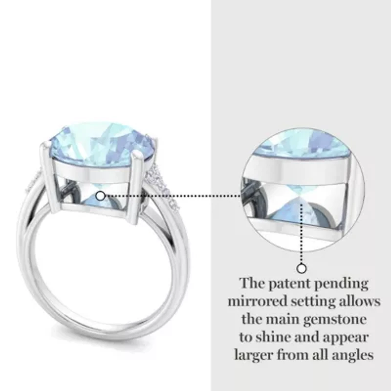 Lab Created 4 1/2 Carat Oval Shape Gemstone and Grown Diamond Ring Sterling Silver