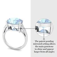 Lab Created 4 1/2 Carat Oval Shape Gemstone and Grown Diamond Ring Sterling Silver