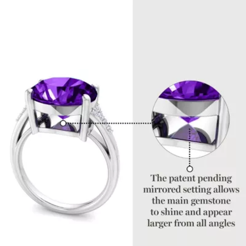 Lab Created 4 1/2 Carat Oval Shape Gemstone and Grown Diamond Ring Sterling Silver