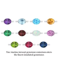 Lab Created 4 1/2 Carat Oval Shape Gemstone and Grown Diamond Ring Sterling Silver