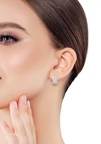 Sterling Silver Cubic Zirconia Graduated Huggie Hoop Earrings