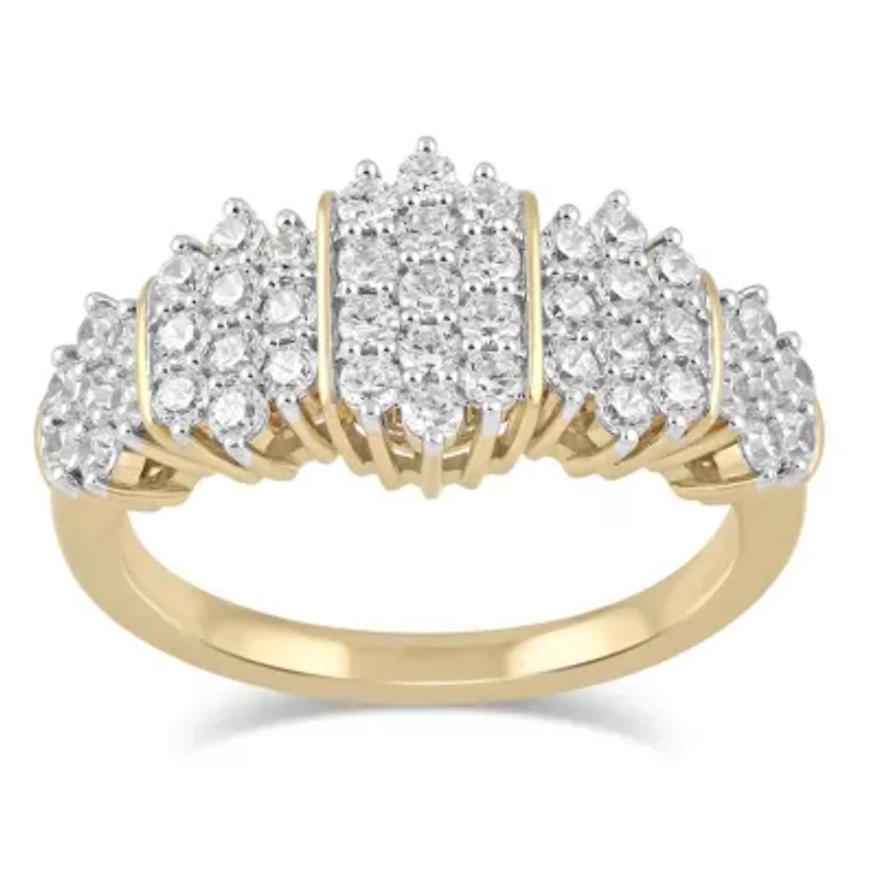 Lab Created Womens Diamond Cluster Ring