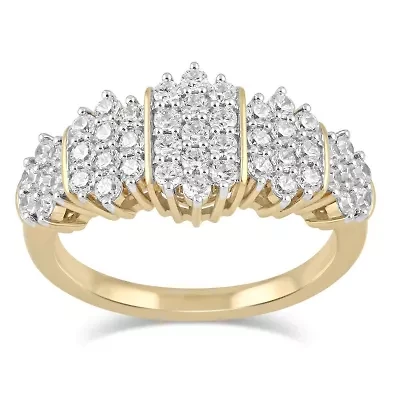 Lab Created Womens Diamond Cluster Ring