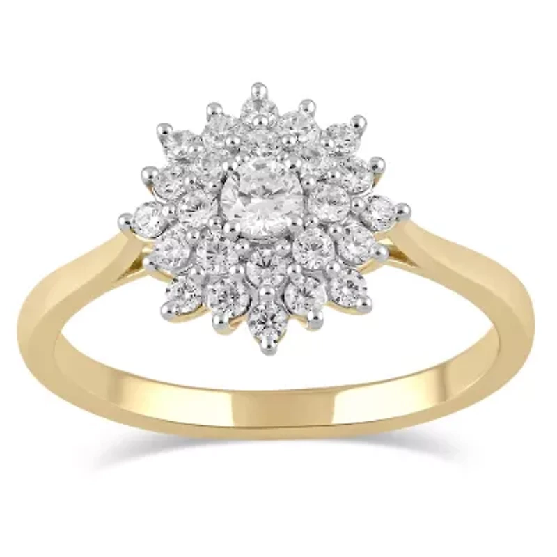 Lab Created Womens Diamond Cluster Ring