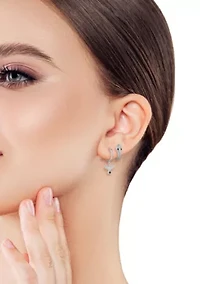 Sterling Silver Cubic Zirconia Animal Huggie Hoop Earrings 2 Pair Set