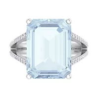 Lab Created 10 1/4 Carat Emerald Cut Gemstone and Grown Diamond Ring Sterling Silver