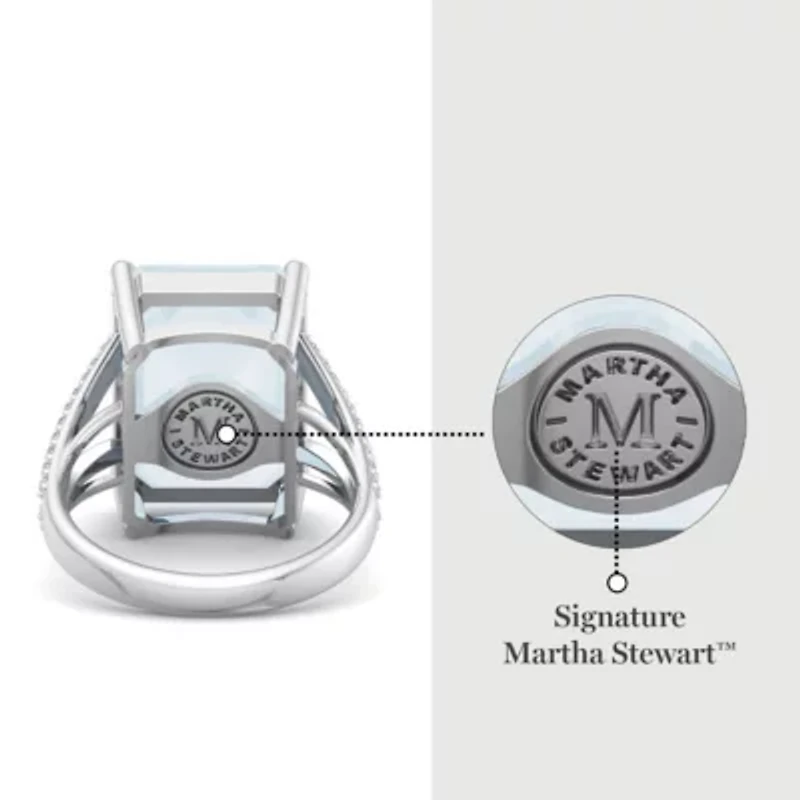 Lab Created 10 1/4 Carat Emerald Cut Gemstone and Grown Diamond Ring Sterling Silver