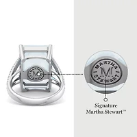 Lab Created 10 1/4 Carat Emerald Cut Gemstone and Grown Diamond Ring Sterling Silver