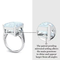 Lab Created 10 1/4 Carat Emerald Cut Gemstone and Grown Diamond Ring Sterling Silver