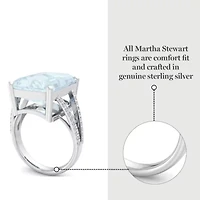 Lab Created 10 1/4 Carat Emerald Cut Gemstone and Grown Diamond Ring Sterling Silver