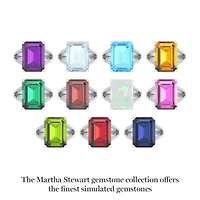 Lab Created 10 1/4 Carat Emerald Cut Gemstone and Grown Diamond Ring Sterling Silver