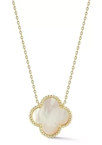 Sterling Silver Mother of Pearl Clover Pendant Necklace