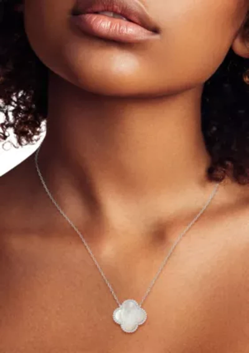 Sterling Silver Mother of Pearl Clover Pendant Necklace