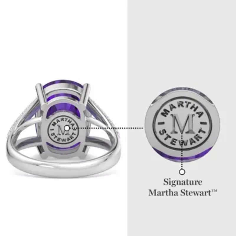 Lab Created 10 1/4 Carat Cushion Cut Gemstone and Grown Diamond Ring Sterling Silver