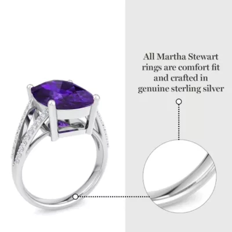 Lab Created 10 1/4 Carat Cushion Cut Gemstone and Grown Diamond Ring Sterling Silver