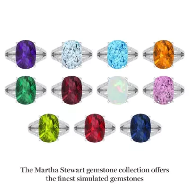 Lab Created 10 1/4 Carat Cushion Cut Gemstone and Grown Diamond Ring Sterling Silver