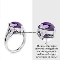 Lab Created 5 1/2 Carat Pear Shape Gemstone and Grown Diamond Ring Sterling Silver
