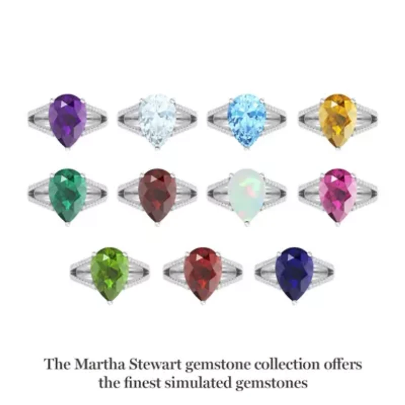 Lab Created 5 1/2 Carat Pear Shape Gemstone and Grown Diamond Ring Sterling Silver