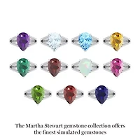 Lab Created 5 1/2 Carat Pear Shape Gemstone and Grown Diamond Ring Sterling Silver