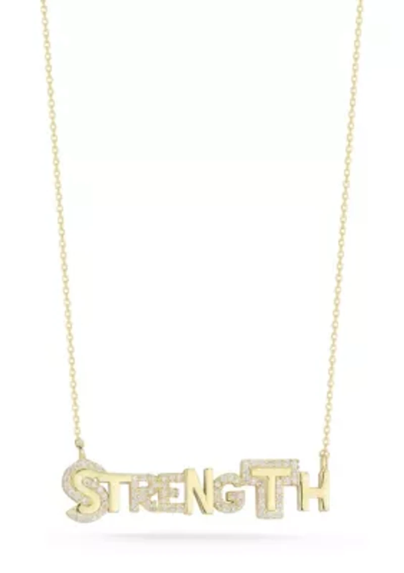 Sterling Silver Cubic Zirconia "Strength" Pendant Necklace