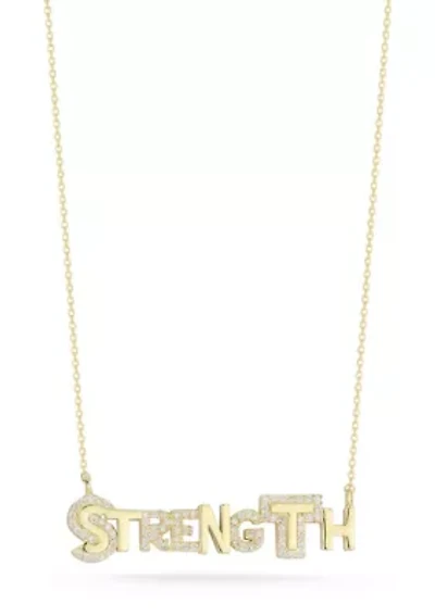 Sterling Silver Cubic Zirconia "Strength" Pendant Necklace
