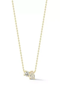 Sterling Silver Cubic Zirconia Two Stone Pendant Necklace