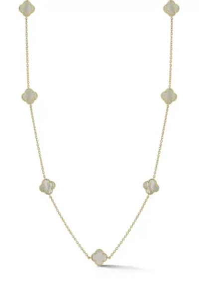 Sterling Silver Mother of Pearl Clover Station Necklace