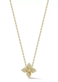 Sterling Silver Cubic Zirconia Flower Pendant Necklace