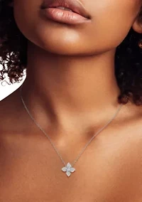 Sterling Silver Cubic Zirconia Flower Pendant Necklace