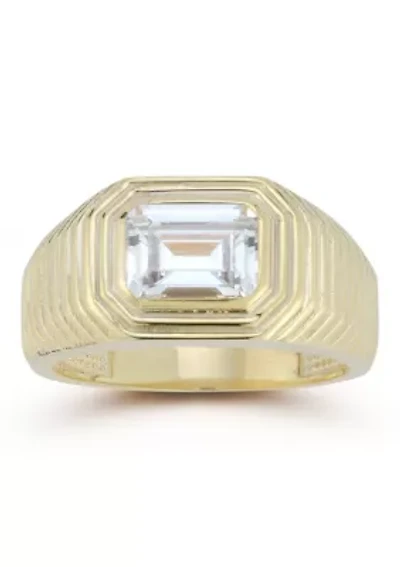 Sterling Silver Cubic Zirconia Emerald Cut Signet Ring