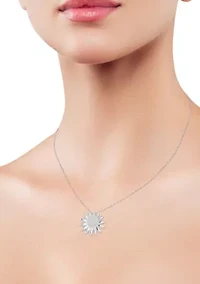 Sterling Silver Cubic Zirconia Daisy Pendant Necklace