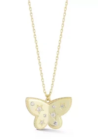 Sterling Silver Cubic Zirconia Butterfly Pendant Necklace