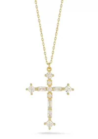 Sterling Silver Cubic Zirconia Cross Pendant Necklace