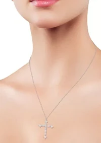 Sterling Silver Cubic Zirconia Cross Pendant Necklace