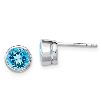 1.3 ct. t.w. Sky Blue Topaz Circle Stud Earrings Rhodium-plated Sterling Silver