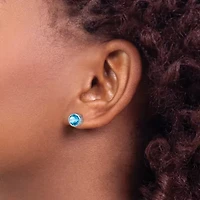 1.3 ct. t.w. Sky Blue Topaz Circle Stud Earrings Rhodium-plated Sterling Silver