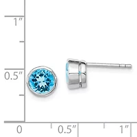 1.3 ct. t.w. Sky Blue Topaz Circle Stud Earrings Rhodium-plated Sterling Silver