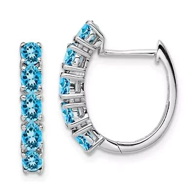 2.2 ct. t.w. Citrine Polished Hinged Hoop Earrings Rhodium-plated Sterling Silver