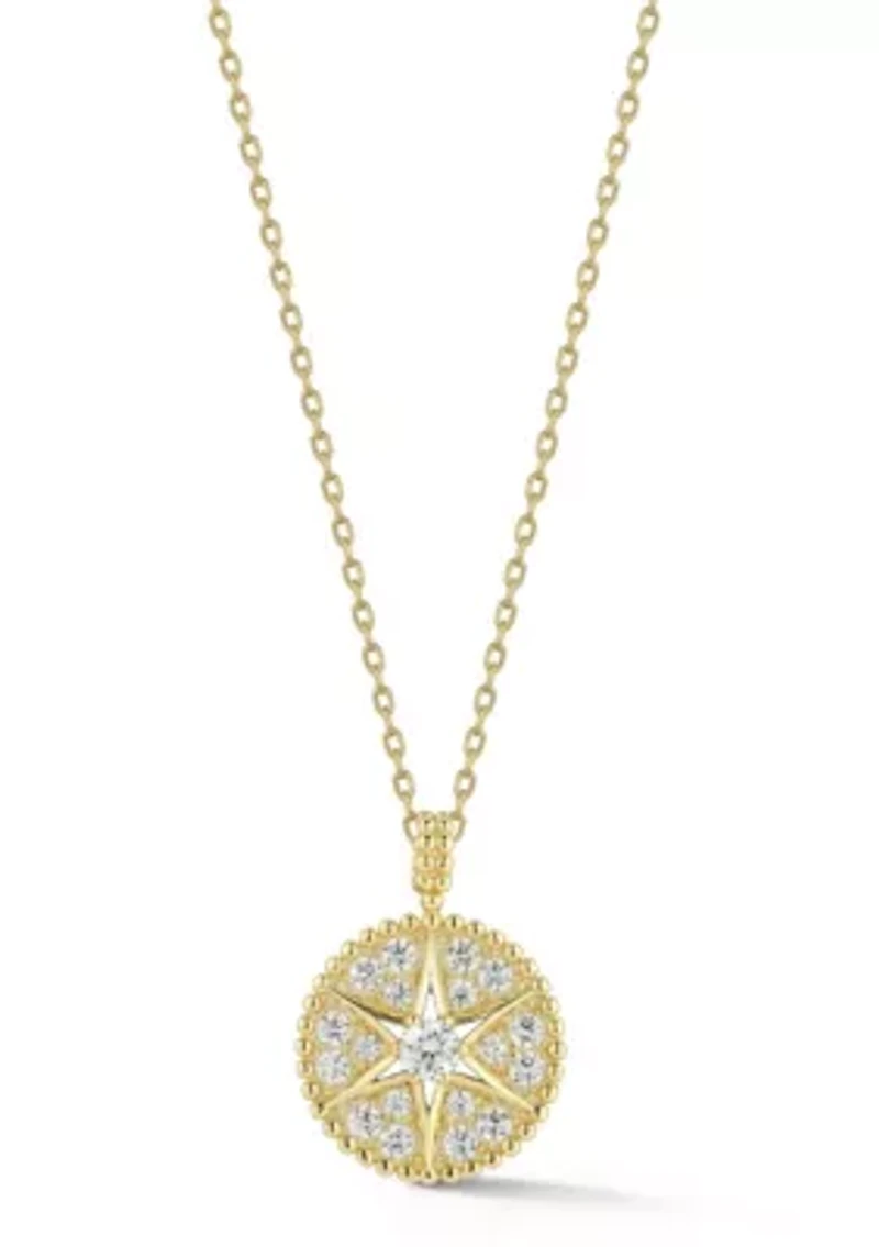 Sterling Silver Cubic Zirconia Star Medallion Necklace
