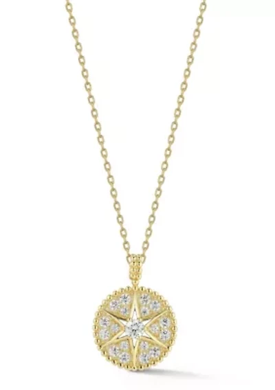 Sterling Silver Cubic Zirconia Star Medallion Necklace