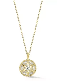 Sterling Silver Cubic Zirconia Star Medallion Necklace