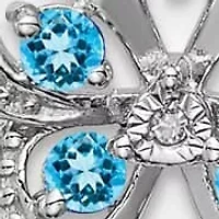 1/3 ct. t.w. Blue Topaz and Diamond Accent Butterfly Earrings in Rhodium-plated Sterling Silver