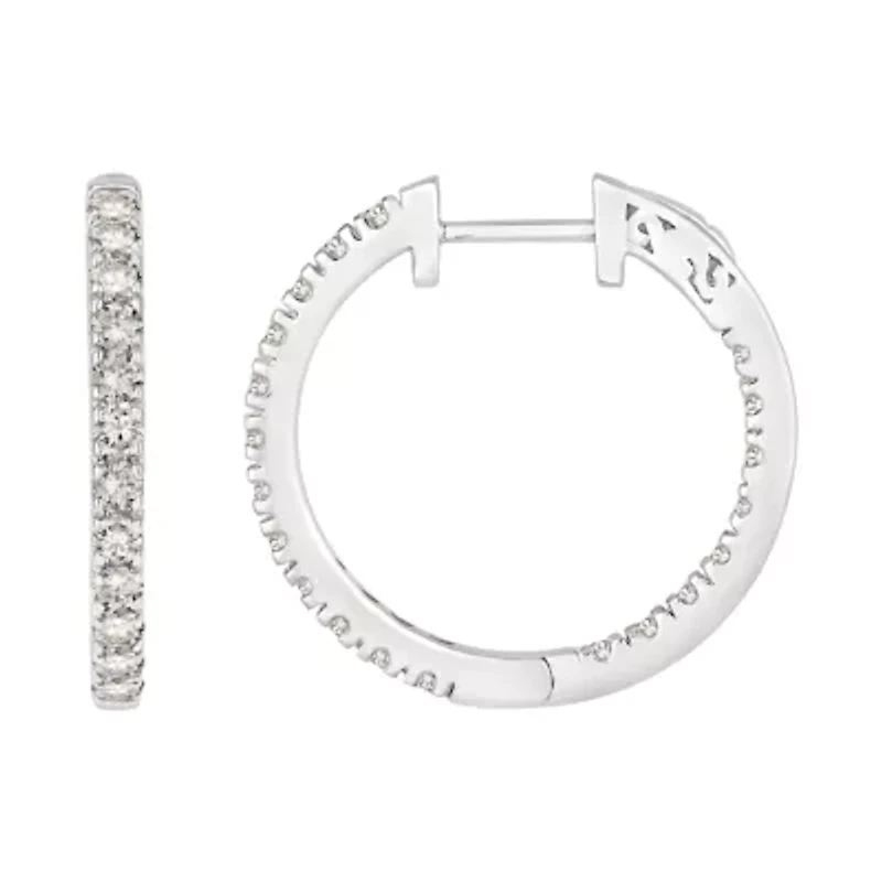 1 1/2 ct. tw. Diamond Hoop Earrings 10K Gold