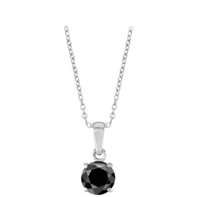1 ct. tw. Black Diamond Cushion Solitare Pendant 10K Gold
