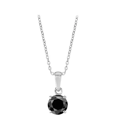 1 ct. tw. Black Diamond Cushion Solitare Pendant 10K Gold